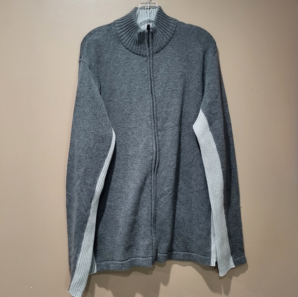 Men's XL TALL Gray Long Sleeve Zippered Sweater Jacket Eddie Bauer - Picture 1 of 6